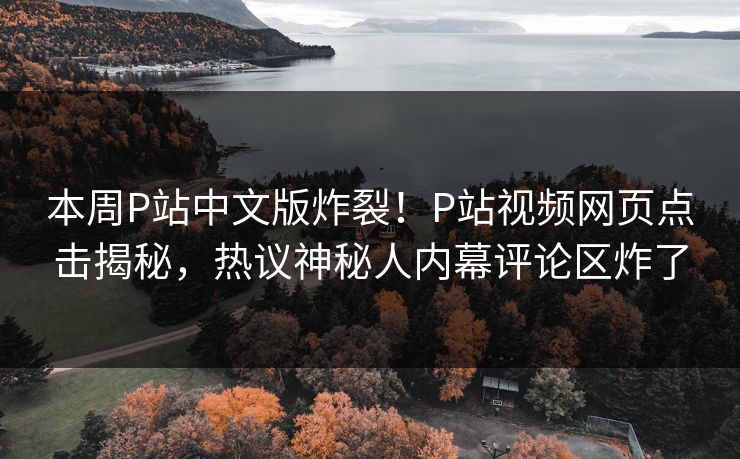 本周P站中文版炸裂！P站视频网页点击揭秘，热议神秘人内幕评论区炸了