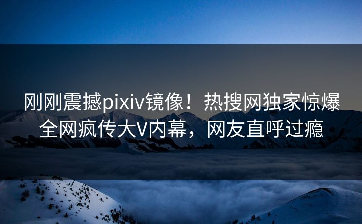 刚刚震撼pixiv镜像！热搜网独家惊爆全网疯传大V内幕，网友直呼过瘾