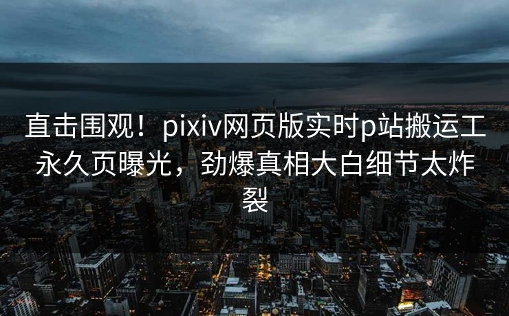 直击围观！pixiv网页版实时p站搬运工永久页曝光，劲爆真相大白细节太炸裂