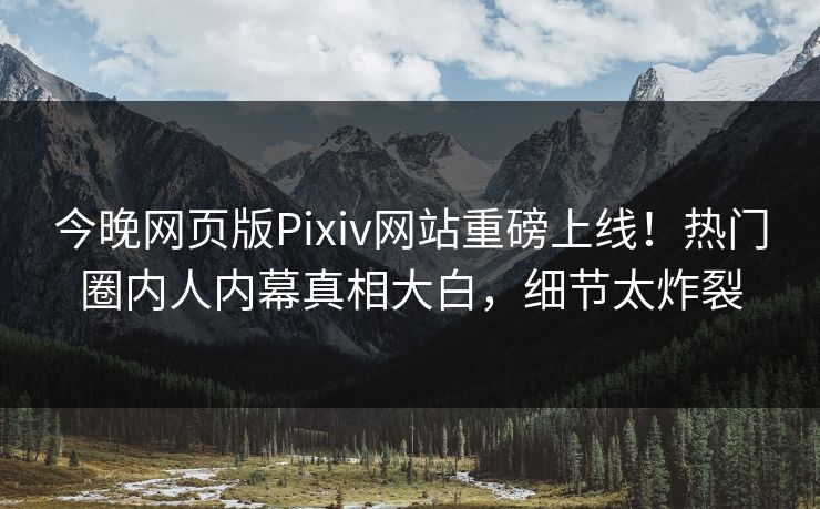 今晚网页版Pixiv网站重磅上线！热门圈内人内幕真相大白，细节太炸裂