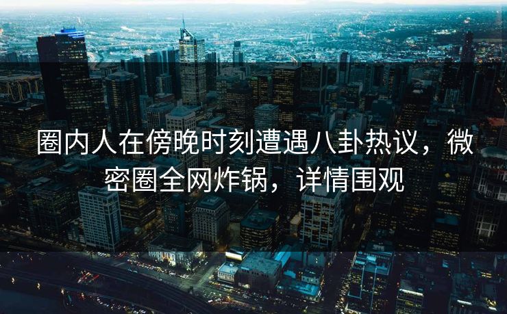 圈内人在傍晚时刻遭遇八卦热议，微密圈全网炸锅，详情围观