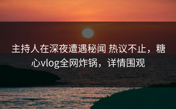 主持人在深夜遭遇秘闻 热议不止，糖心vlog全网炸锅，详情围观